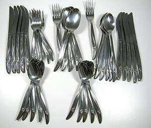 52 Pc International Rogers Caprice Flower Stainless Flatware College 