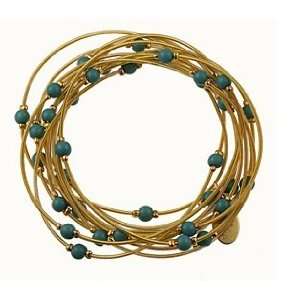  Piano Wire Bracelet   Gold Turquoise Jewelry
