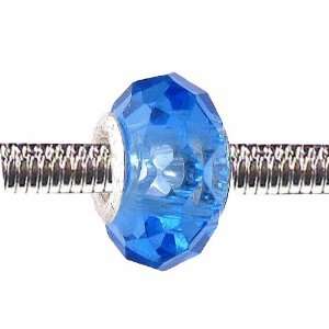 Pandora Style Charm Bead (Z88) Faceted Murano Lampwork Glass (14mm x 