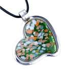 Pugster Heart Green Pendant Murano Glass Necklace