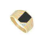 FineJewelryVault Onyx and Diamond Mens Ring  14K Yellow Gold
