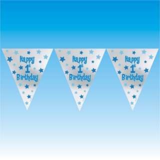 and silver star design with the message happy 1st birthday on a 