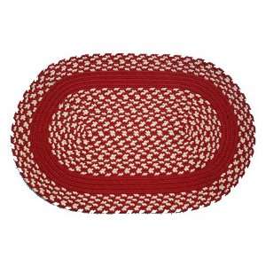  Oval Braided Rug (2x3) Red & Cream   Red Band