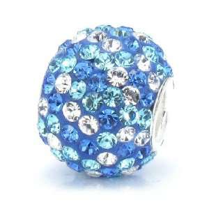 Bella Fascini True Blue, Aqua and Clear Crystal Pave Ball Charm, Made 