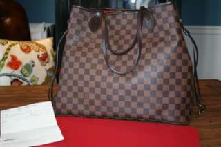 LOUIS VUITTON Brown DAMIER EBENE NEVERFULL GM Large TOTE BAG Handbag 