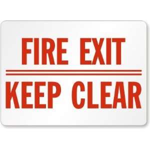  Fire Exit Keep Clear Plastic Sign, 14 x 10 Office 