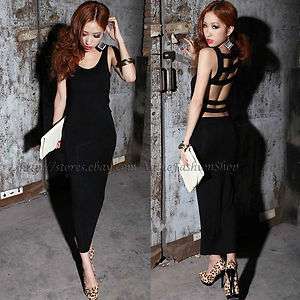   Casual Stretch Backless Slim Fitted Party Club Summer Long Tank Dress