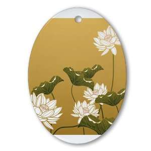  Ornament (Oval) Lotus Flower Chinese Flag 