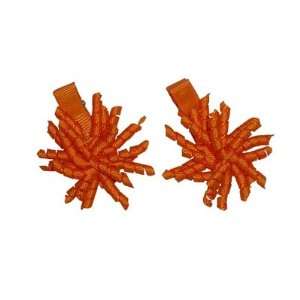  1.5 Orange Mini Korker Girls Hair Bow Clips, Pair Beauty