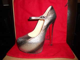   Louboutin LADY DAF Watersnake Platform Mary Jane Pumps Heel Shoes 35.5