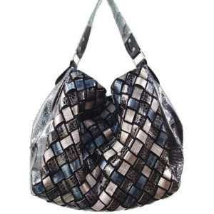   Patent Leatherette Hobo Style Handbag Purse with Alligator Pattern