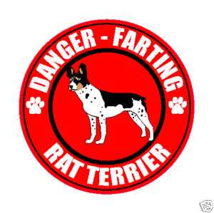 FARTING RAT TERRIER SILHOUETTE 2 FART 5 DOG STICKER  