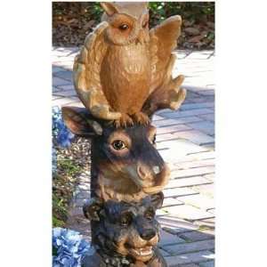  owl moose bear totem pole statue garden home sculpture 