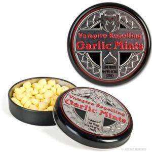 Vampire Repelling Garlic Mints novelty candy & tin  