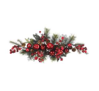 NEARLY NATURAL 30 Apple Berry Swag Silk Flower Wreath Holiday Decor 
