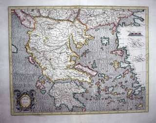 1633 (1589) MERCATOR Map GREECE Aegean   Fine Example  