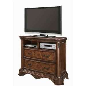   TV Dresser Stand with Burl Inlays in Cherry Finish Furniture & Decor