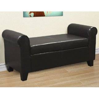 New Elegant Armed Leather Ottoman with Storage Bench Chair