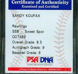 SANDY KOUFAX SIGNED AUTOGRAPHED OFFICIAL RAWLINGS MLB BASEBALL PSA/DNA 