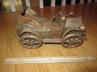 VERY OLD TIN OR COPPER MUSIC BOX AUTOMBILE CAR FORD MEASURES 10 INCHS 