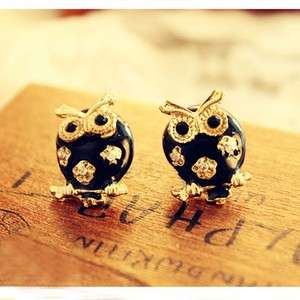 ER0138 Black Owl Stud Fashion Accessories Jewelry Earring  