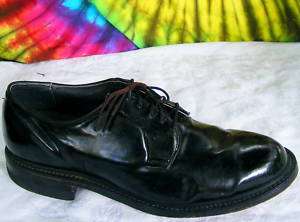 size 7.5 EE mens vtg black shiny oxfords dress shoes  