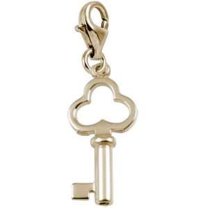   Scalloped Key Charm with Lobster Clasp, 14k Yellow Gold Jewelry