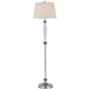   61 Gun Metal/ Crystal Floor Lamp with Off White Fabric Shade LS 8141