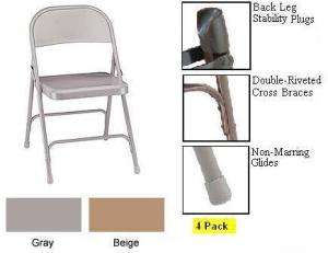 New Nps 0050 Series Steel Metal Folding Chairs 4 Pack  