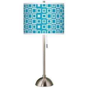  Blue Boxes Linen Giclee Contemporary Table Lamp