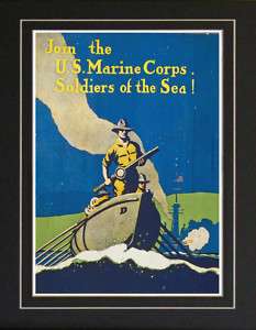 WWI US Marine Corps Soldier Recruitment Poster Print  