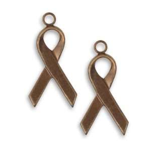   Natural Brass Awareness Ribbon Charms 22mm (2) Arts, Crafts & Sewing