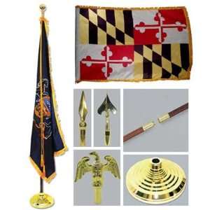  Maryland 3ft x 5ft Flag, Flagpole, Base, and Tassel Patio 