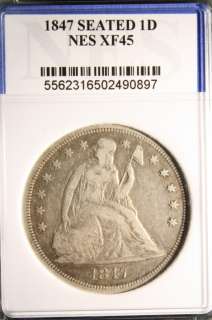 1847 SEATED LIBERTY DOLLAR RARE SILVER COIN AUTHENTIC #897  