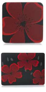 RED BLACK POPPY TABLE MATS COASTERS PLACEMATS  