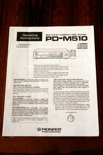 Pioneer PD M510 CD Player Owners Manual *Original*  