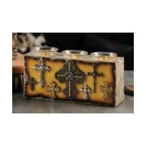  Giftcraft Crosses Candle Holder Three Glass Votives 