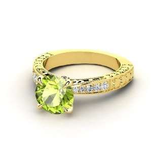  Megan Ring, Round Peridot 14K Yellow Gold Ring with 