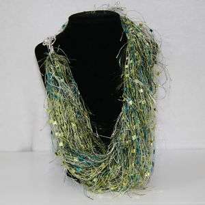 Eyelash Neckarfs  Trellis ribbon railroad yarn necklace  
