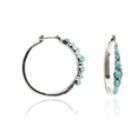 Trifari Turquoise Studded Hoops Silver