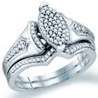  Diamond Engagement Rings Set Marquise Wedding 10k White Gold (1/3ct