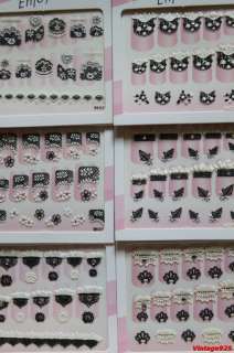 10 PACKS GOTHIC BLACK LACE NAIL ART STICKERS DECALS $  