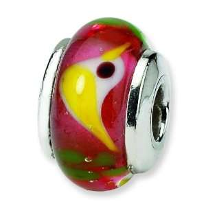   Sterling Silver Red Bird Hand Blown Glass Bead Arts, Crafts & Sewing