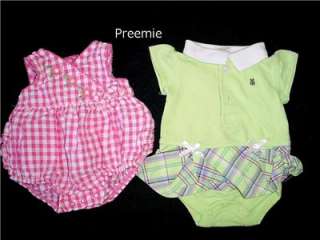   pcs USED BABY GIRL LOT PREEMIE & NEWBORN MONTHS SUMMER CLOTHES  