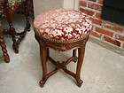 antique french carved walnut louis xv round piano stool bench