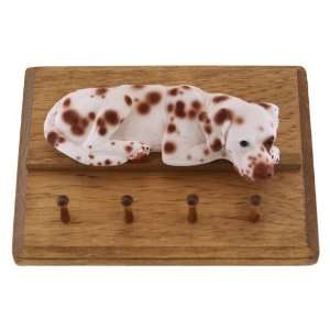    Dalmatian Dog Liver/WhiteLeash Holder Wood Plaque