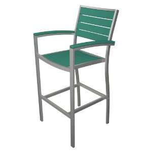   Euro Bar Height Arm Chair with Silver Aluminum Frame, Aruba Patio