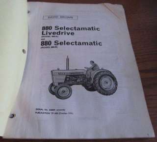 DAVID BROWN PARTS CATALOG 880 Selectamatic Livedrive Tractor #TP628 (M 
