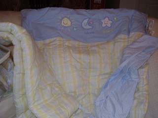 Stars, Moon & Sun Crib Bedding 3pc. Set/ Cotton Sheets & Reverseable 