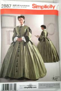 SIMPLICITY Pattern 2887 Womens 1800s Costume Dress NEW FACTORY FOLD 